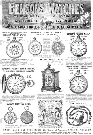 Benson's Watches, 1883. Creator: Unknown.