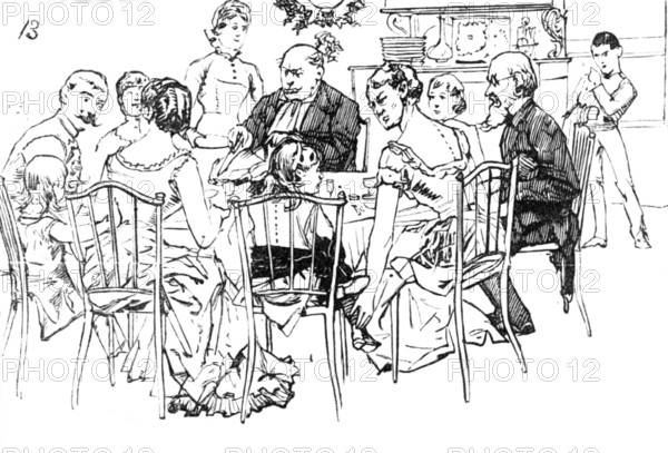An English Christmas in Paris, drawn by A. Forestier, 1883.  Creator: Unknown.