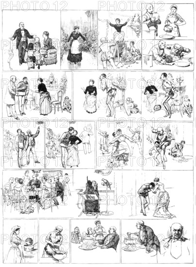 An English Christmas in Paris, drawn by A. Forestier, 1883.  Creator: Unknown.