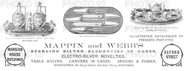 Advertisement for Mappin and Webb, 1883. Creator: Unknown.