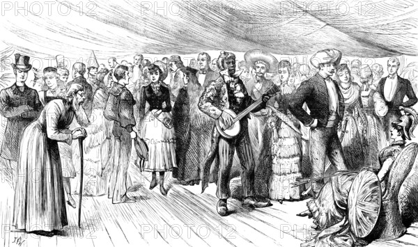 Fancy-Dress Ball on board H.M. troop-ship Serapis, on Crossing the Line, 1883. Creator: Unknown.