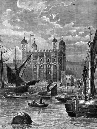 The Tower of London: showing the White Tower, after the demolition of the old guard-rooms..., 1883. Creator: Unknown.