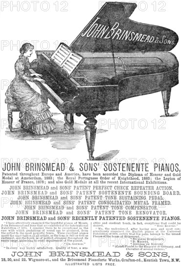 John Brinsmead & Sons' Sostenente Pianos, 1883. Creator: Unknown.