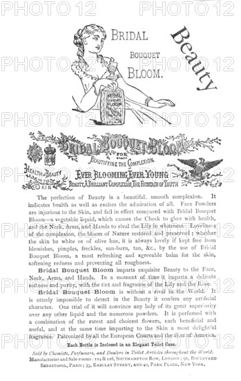 Bridal Bouquet Bloom, for Beautifying the Complexion, 1883. Creator: Unknown.