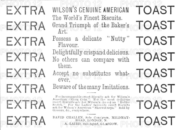 Wilson's Genuine American - Extra Toast, 1883.  Creator: Unknown.