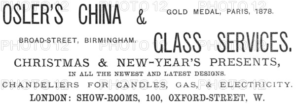 Osler's China & Glass Services, 1883. Creator: Unknown.