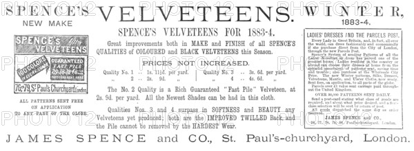 Spence's Velveteens, 1883.  Creator: Unknown.