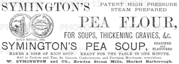 Symington's Patent High Pressure Steam Prepared Pea Flour, 1883. Creator: Unknown.