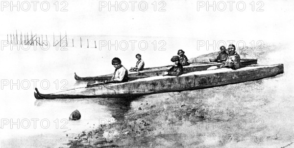Lord Lonsdale’s travels in the Arctic regions of North America: a Bidarka voyage, Alaska..., 1890. Creator: Unknown.
