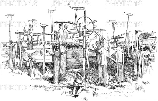 Lord Lonsdale’s travels in the Arctic regions: Esquimaux cemetery, Noumachock, Alaska, 1890. Creator: Unknown.
