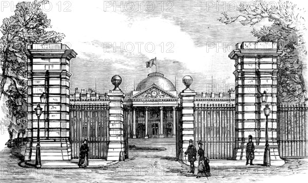 The Royal Palace of Laeken, Brussels, destroyed by fire: entrance to the Palace, 1890. Creator: Unknown.