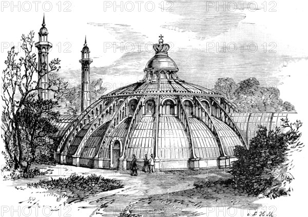The Royal Palace of Laeken, Brussels, destroyed by fire: the Conservatory, 1890. Creator: Unknown.