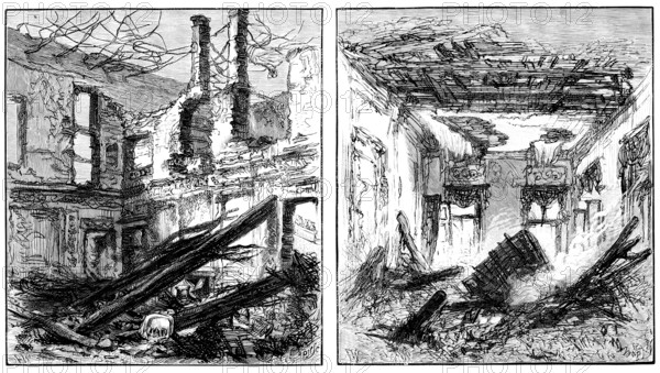 Royal Palace of Laeken, Brussels, destroyed by fire: Dining-Room and the King’s private room, 1890. Creators: Unknown, P Naumann.
