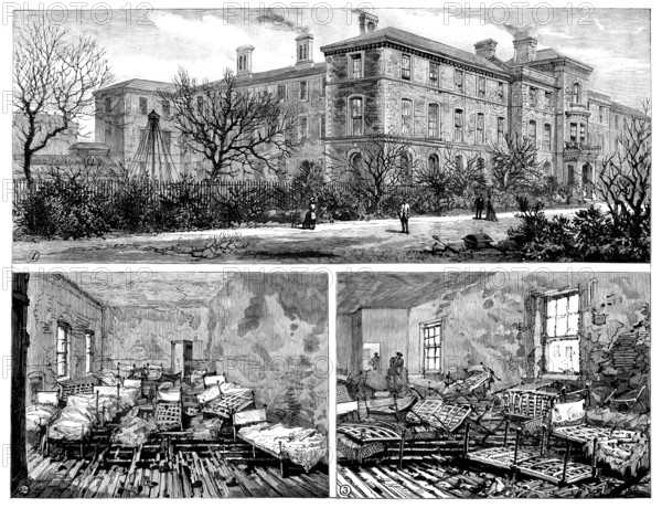 Fire at Forest Gate...School...: general view and dormitories where children were suffocated, 1890. Creator: Unknown.