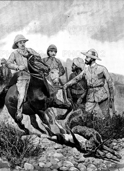 Prince Albert Victor in India: hunting Black Buck with cheetah at Hyderabad, 1890. Creator: Unknown.