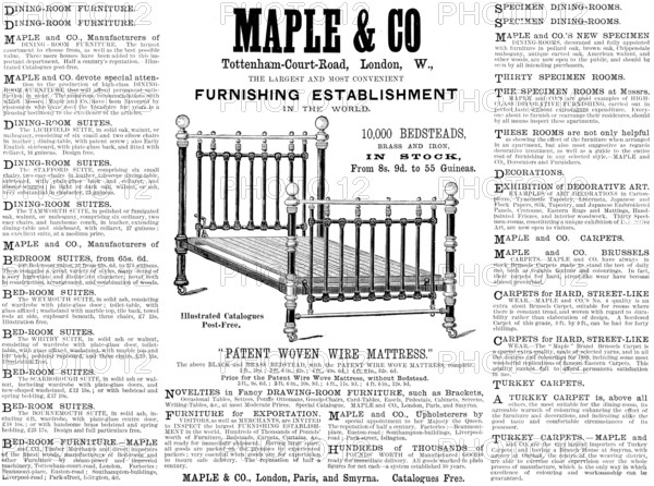 Advertisement for Maple & Co, Furnishing Establishment, 1890. Creator: Unknown.