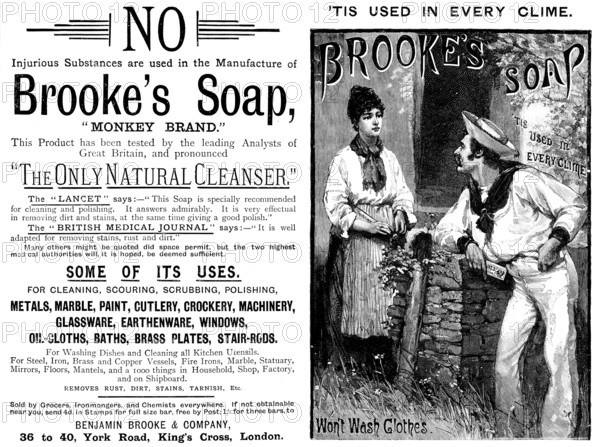 Advertisement for Brooke’s Soap, 1890. Creator: Unknown.