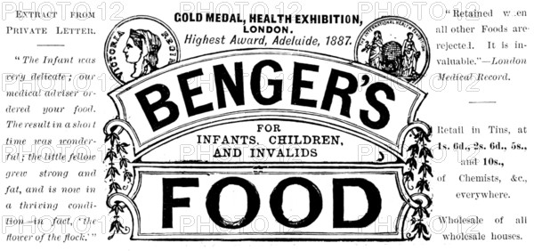 Advertisement for Benger’s Food, 1890. Creator: Unknown.