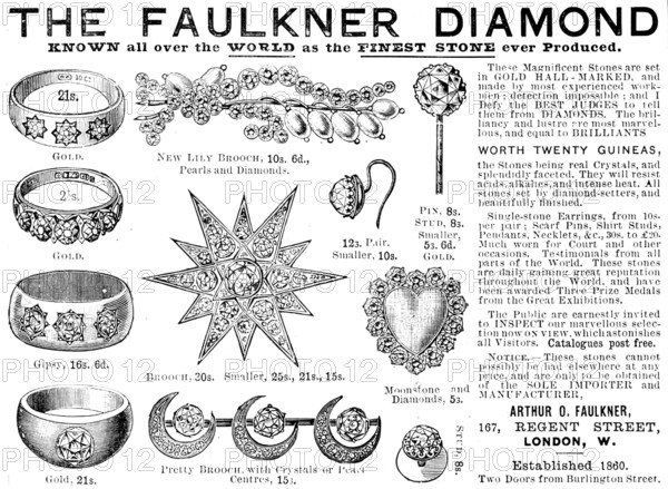 Advertisement for the Faulkner Diamond, 1890. Creator: Unknown.