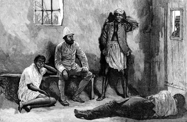 The Dispute with Portugal: an Englishman in the "Tronk" (prison) at Delagoa Bay, 1890. Creator: Unknown.