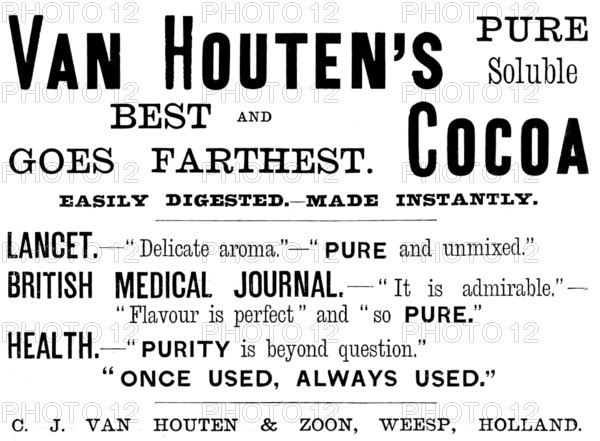 Advertisement for Van Houten’s Cocoa, 1890. Creator: Unknown.
