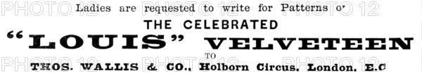 Advertisement for the Celebrated "Louis" Velveteen, 1890. Creator: Unknown.