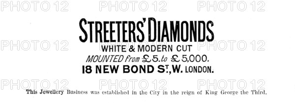 Advertisement for Streeters’ Diamonds, 1890. Creator: Unknown.