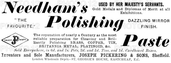 Advertisement for Needham’s Polishing Paste, 1890. Creator: Unknown.