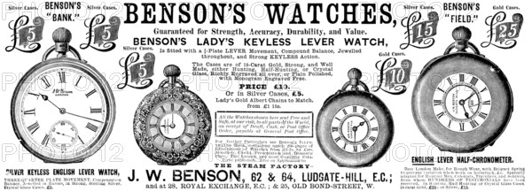 Advertisement for Benson’s Watches, 1890. Creator: Unknown.