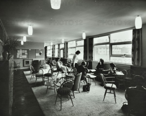 Abbey Wood County High School, Woolwich, London: teachers relaxing in the staff room, 1962. Creator: Unknown.