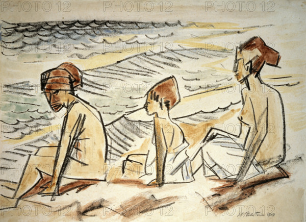 'On the Beach', 1919.  Creator: Max Pechstein.