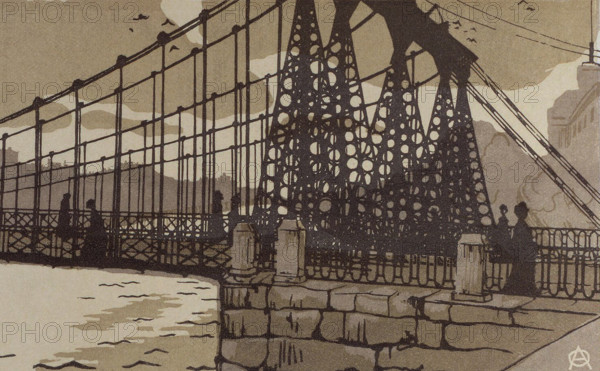 The Chain Bridge in Saint Petersburg, Early 20th cen.. Creator: Anna Petrovna Ostroumova-Lebedeva.