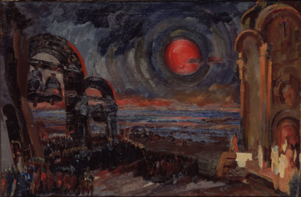 Prologue. Stage design for the opera Prince Igor by A. Borodin, 1934. Creator: Fyodor Fyodorovsky.