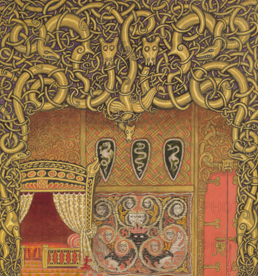 Bedroom, Set Design, 1914. Creator: Nikolay Kalmakov.