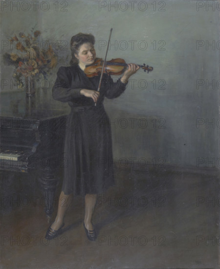 Violinist, 1946. Creator: Serafima Vasilyevna Ryangina.