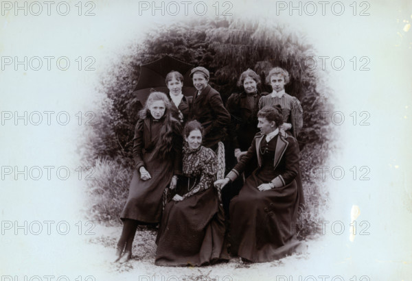 Group photo of people, 1900. Creator: Robert Augustus Henry L'Estrange.