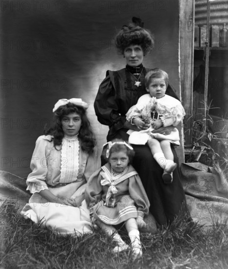 Lady & children - unknown, c1900s. Creator: Robert Augustus Henry L'Estrange.