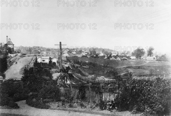 Milton Road and Milton Brewery, Brisbane, Queensland from John Fenwick's house, 1881. Creator: Robert Augustus Henry L'Estrange.