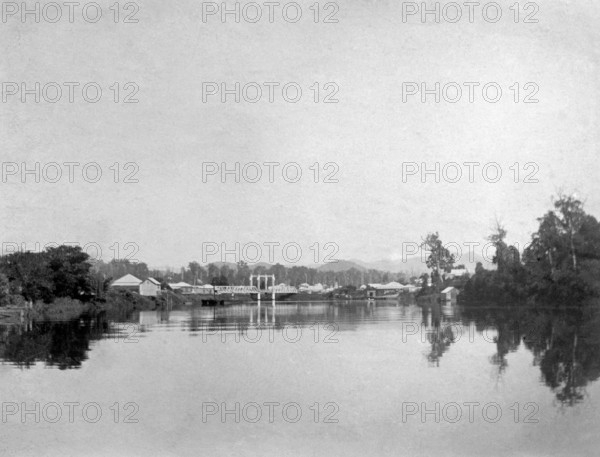 Possibly Coomera River rail bridge, Canungra township, 1888. Creator: Robert Augustus Henry L'Estrange.