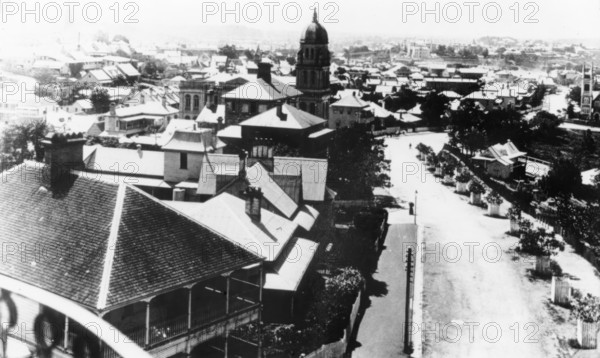 Aerial photo of Wickham Terrace, c1896. Creator: Poul C Poulsen.