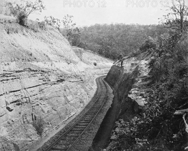 Toowoomba Range railway near Ballard's Camp, c1894. Creator: Poul C Poulsen.