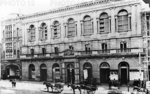 Front facade of the early Brisbane Town Hall in 66-76 Queen Street, c1885. Creator: Unknown.