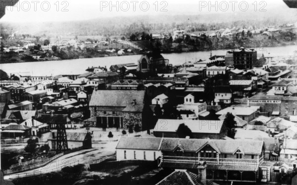 View of Brisbane city's central business district, c1883. Creator: Unknown.