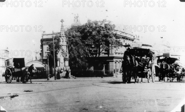 Horse Buses corner of Queen and Eagle Street, Brisbane, 1900. Creator: Unknown.