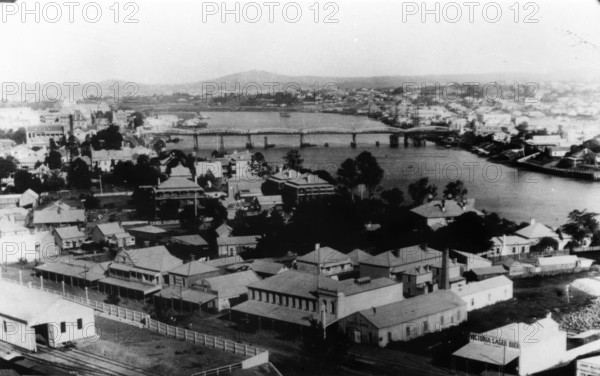 Roma Street between the railway yards and the Brisbane River, 1897. Creator: Unknown.