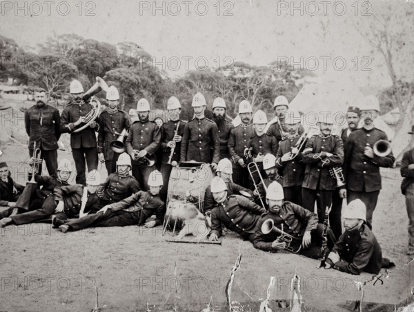 Royal NSW Regiment of Artillery band members, Middle Head, c1880s. Creator: Murphy.