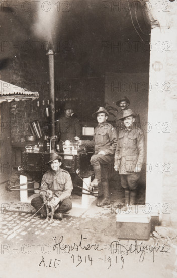 Bernard Laurence 'Barney' Nugent, postcard handwritten Hastiere Belgique A.I.F. 1914-1919. Creator: Murphy.