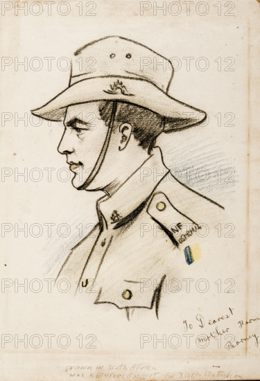 Bernard Laurence 'Barney' Nugent, a drawing done in Cape Town, South Africa, 1917. Creator: Murphy.