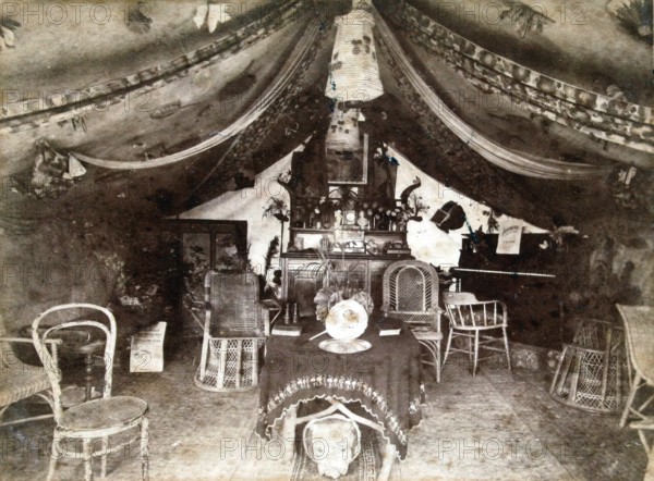 Camp at Balmoral, tent interior, c1890. Creator: Unknown.