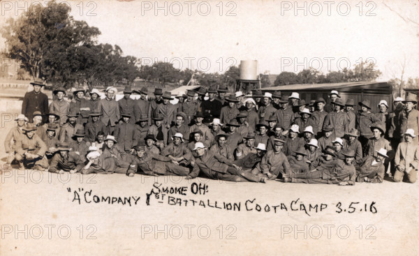 'A' Company 1st Battalion Coota Camp Postcard, Cootamundra, 3 May 1916. Creator: Unknown.